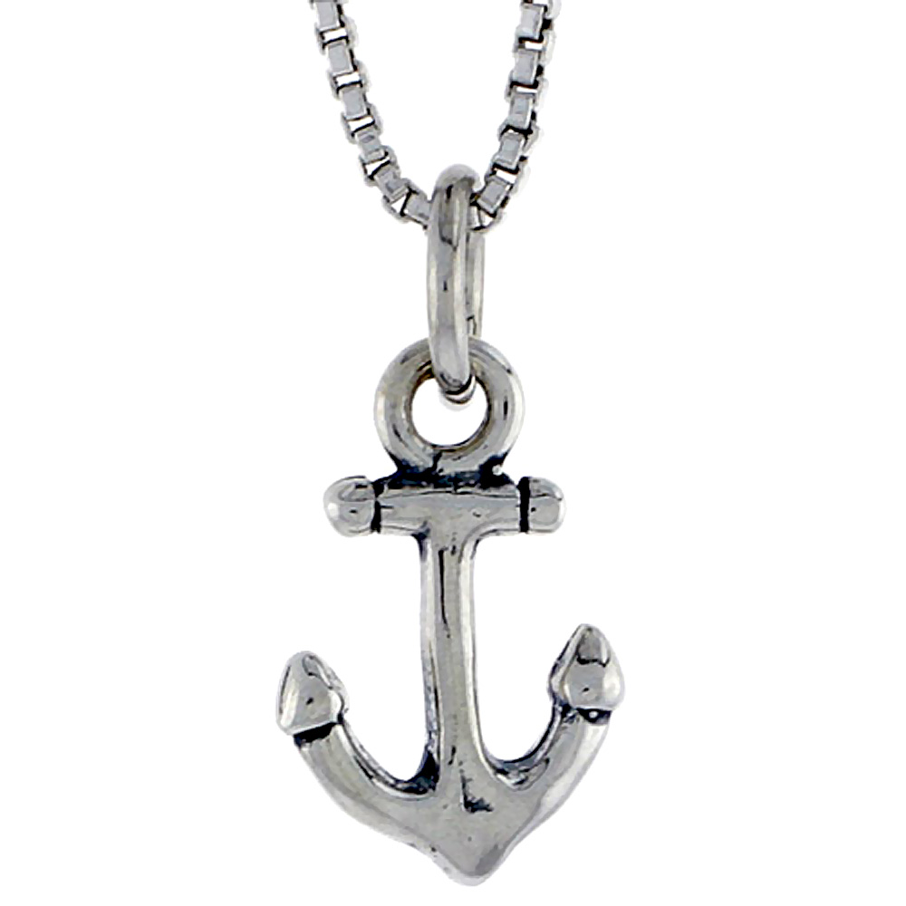 STERLING SILVER ANCHOR CHARM 1/2 INCH TALL
