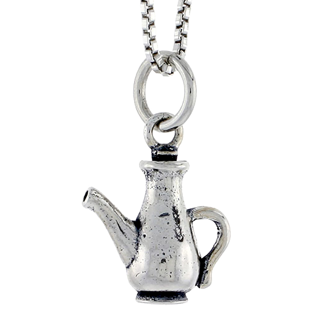 STERLING SILVER ENGLISH COFFEE POT CHARM 1/2 INCH TALL