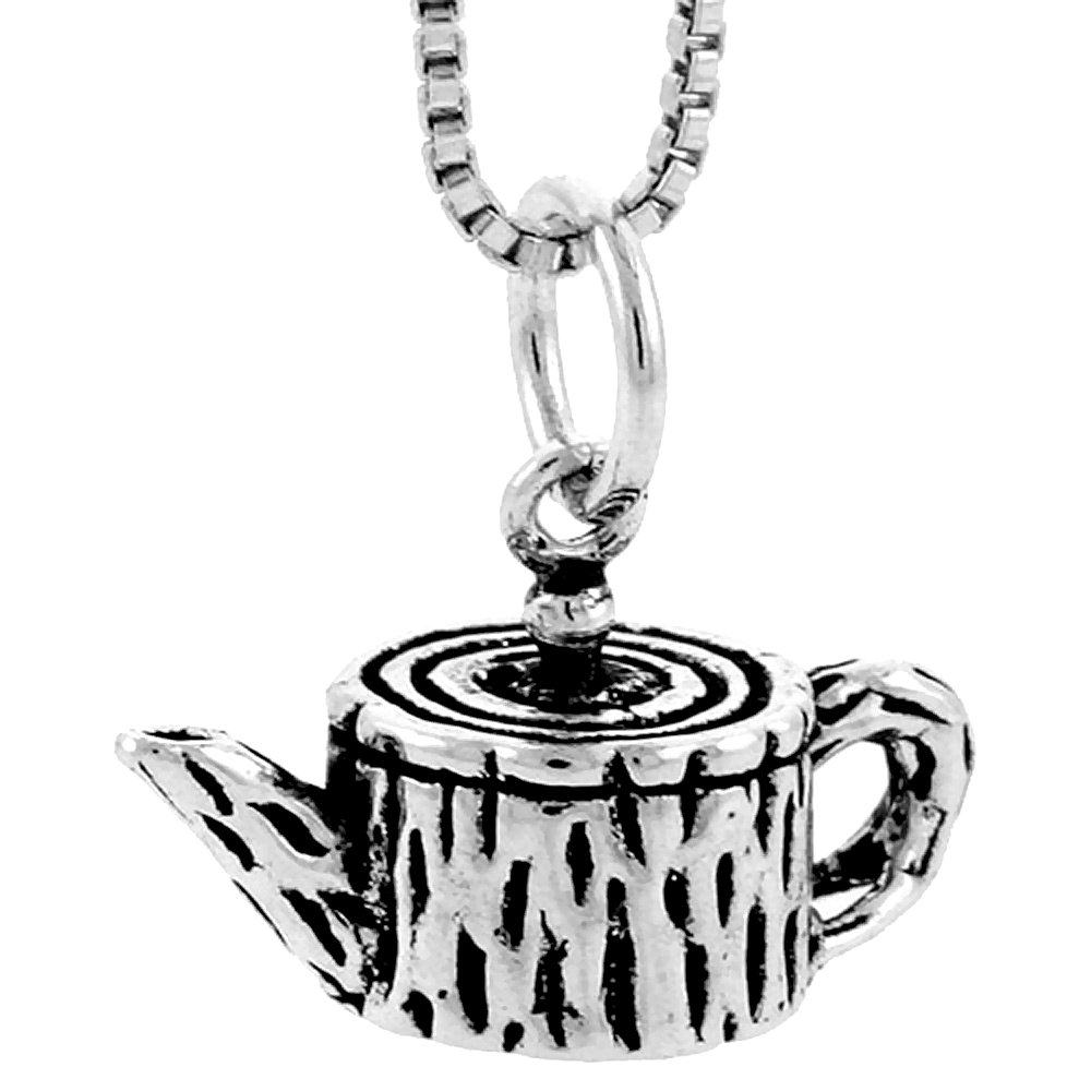 STERLING SILVER CYLINDRICAL TEAPOT CHARM 3/8 INCH TALL