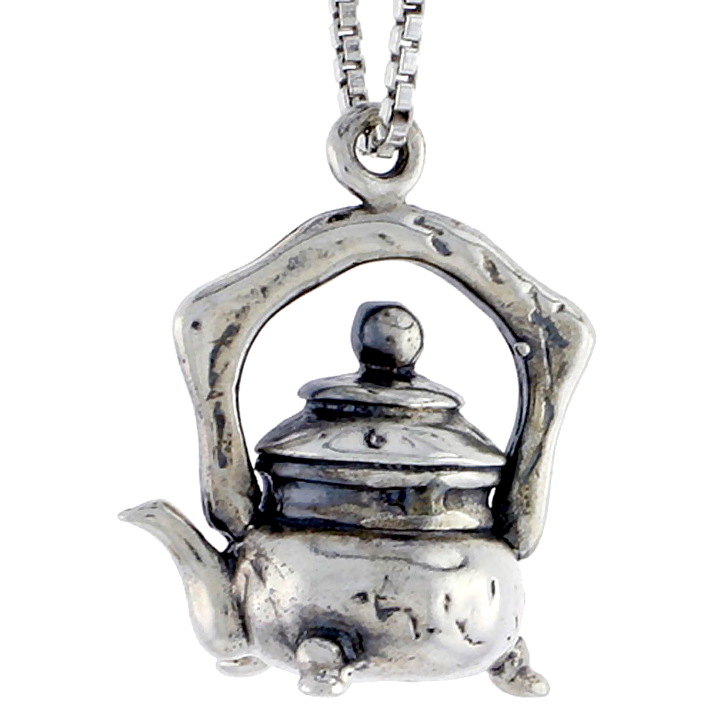 STERLING SILVER VINTAGE TEAPOT CHARM WITH LEGGS 5/8 INCH TALL