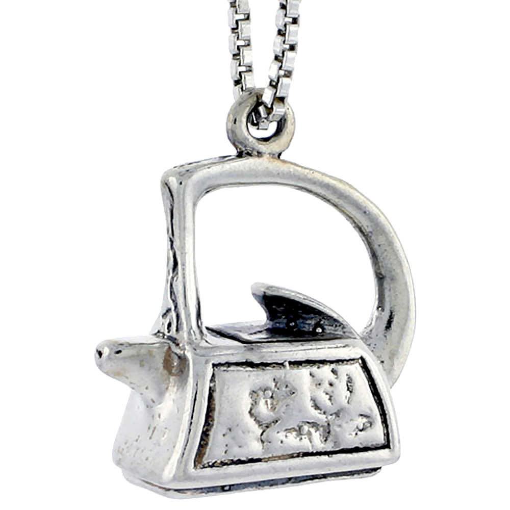 STERLING SILVER TEA KETTLE CHARM 5/8 INCH TALL