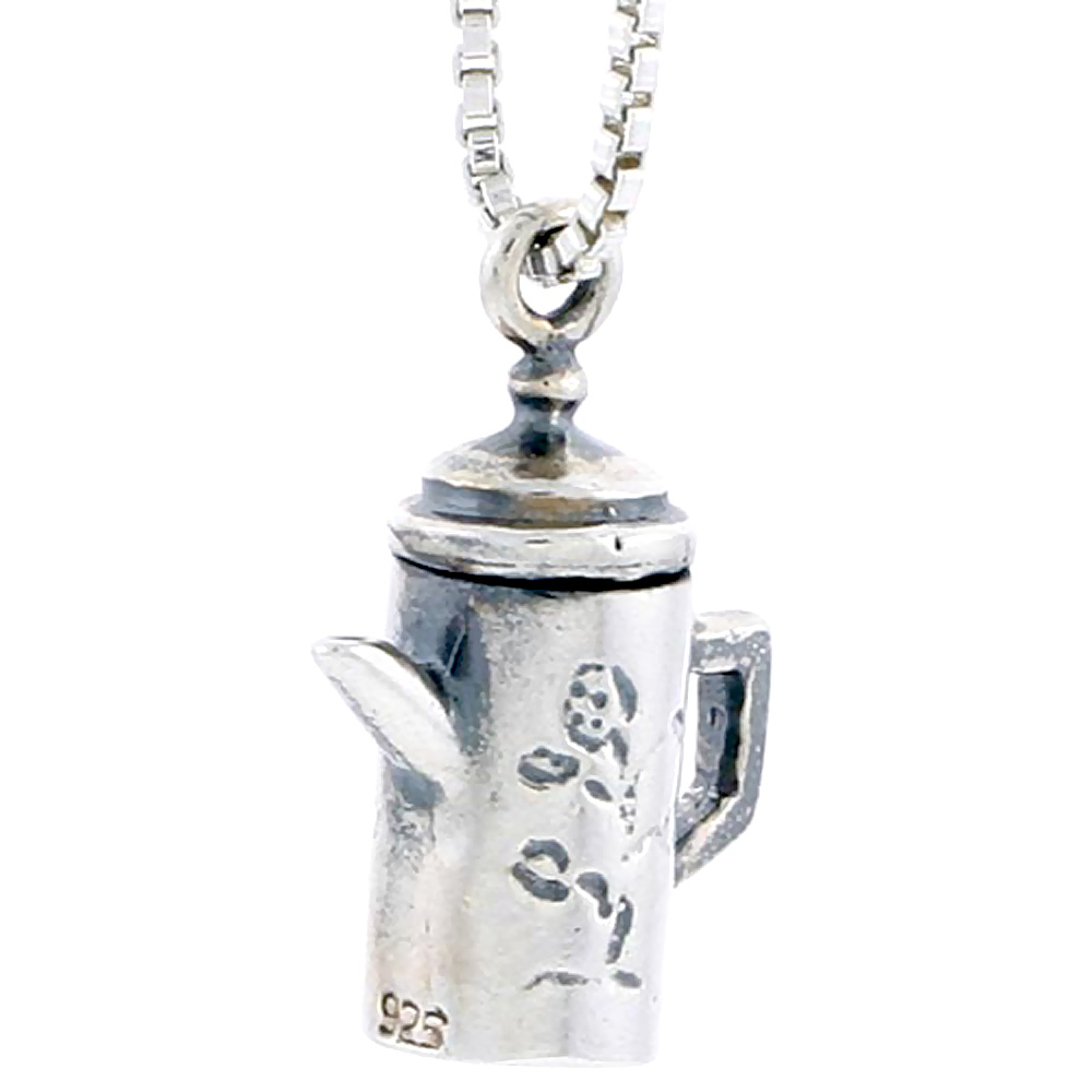 Sterling Silver Tubular English Teapot Charm 1/2 inch tall