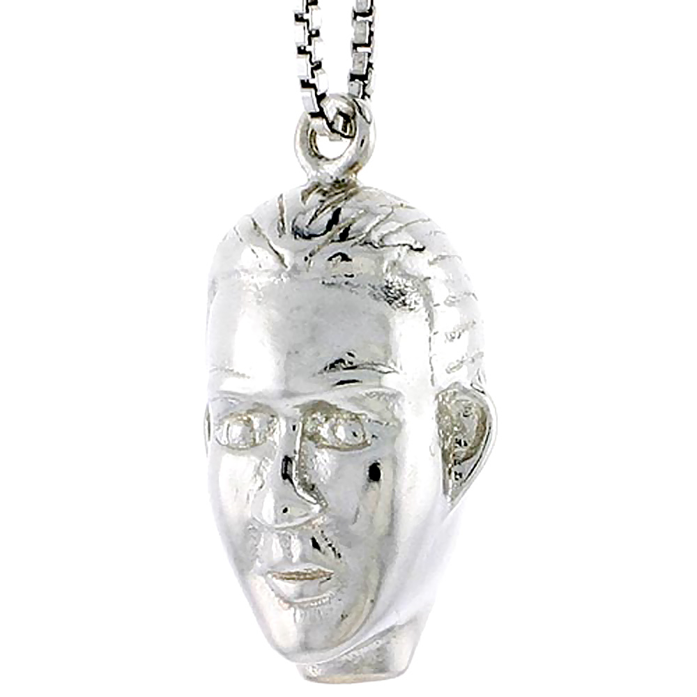 STERLING SILVER MAN'S HEAD CHARM 3/4 INCH TALL