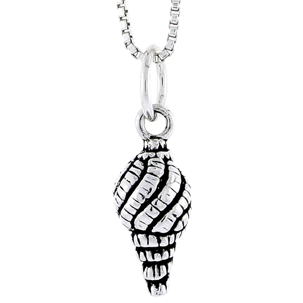 STERLING SILVER MARINE TURBAN SNAIL SHELL CHARM 1/2 INCH TALL