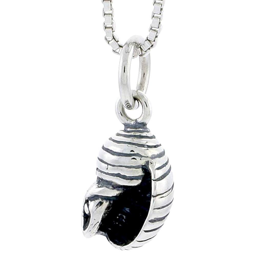 STERLING SILVER MARINE TURBAN SNAIL SHELL CHARM 1/2 INCH TALL