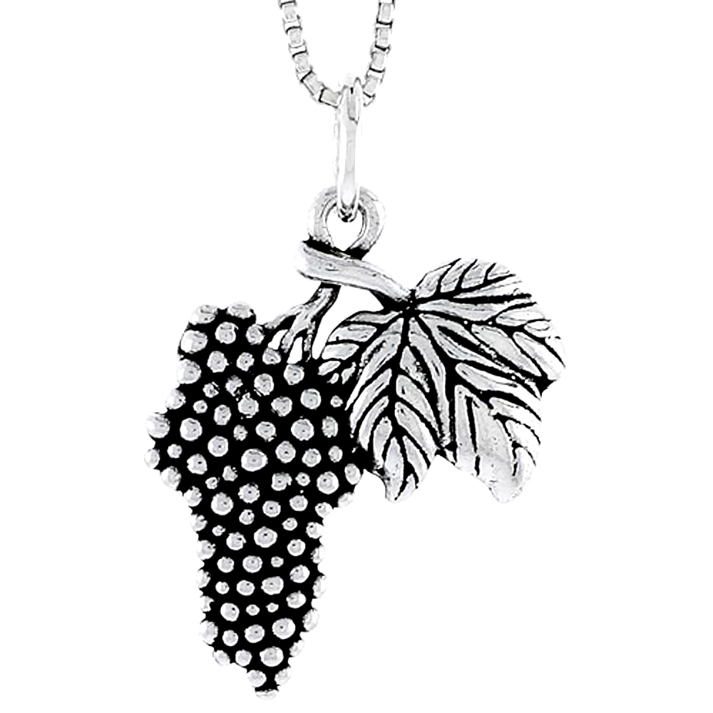 STERLING SILVER GRAPES CHARM 7/8 INCH TALL