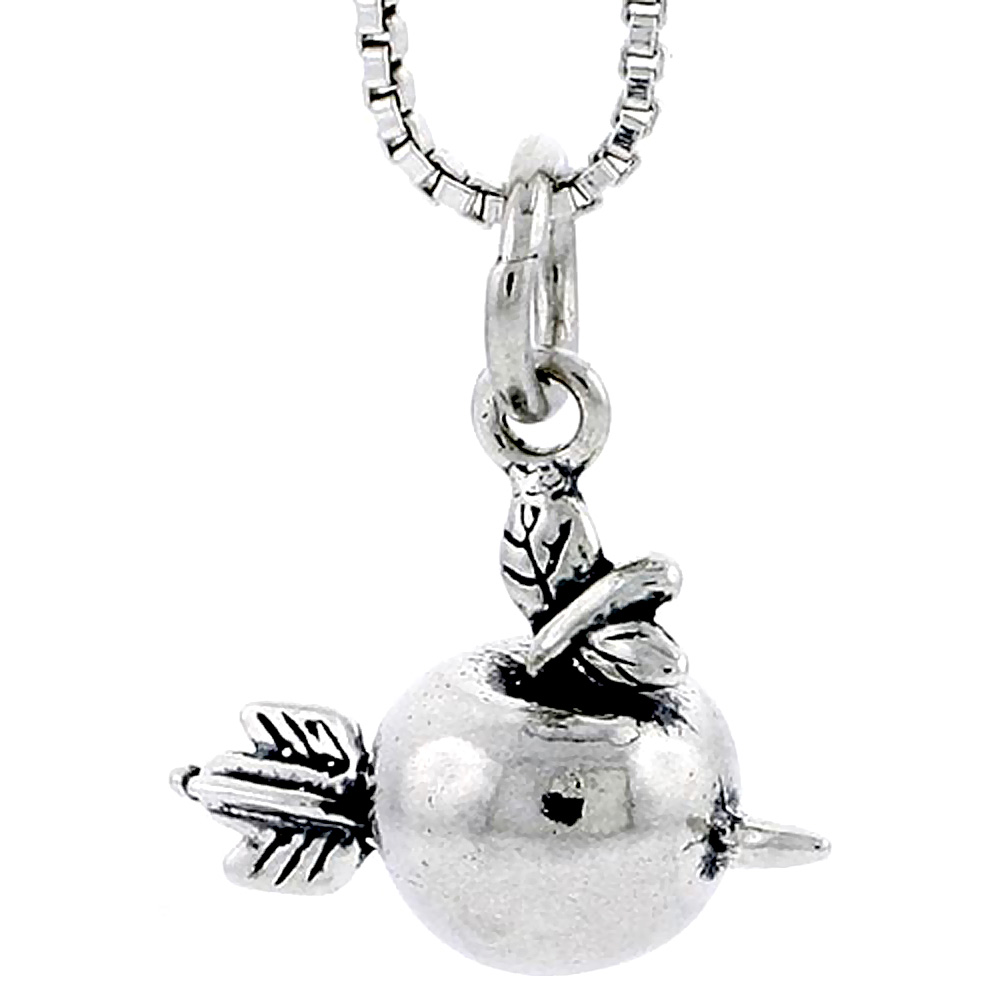 STERLING SILVER APPLE & ARROW CHARM 1/2 INCH TALL
