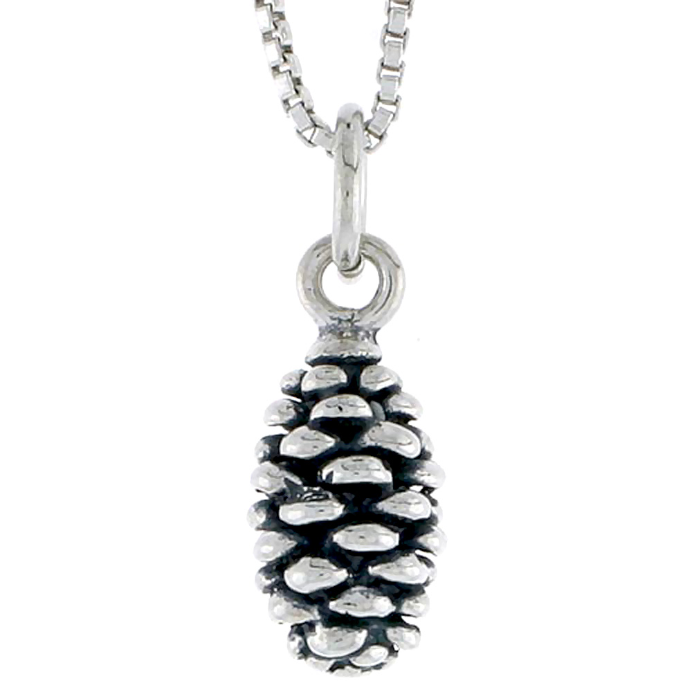 STERLING SILVER PINE CONE CHARM 1/2 INCH TALL