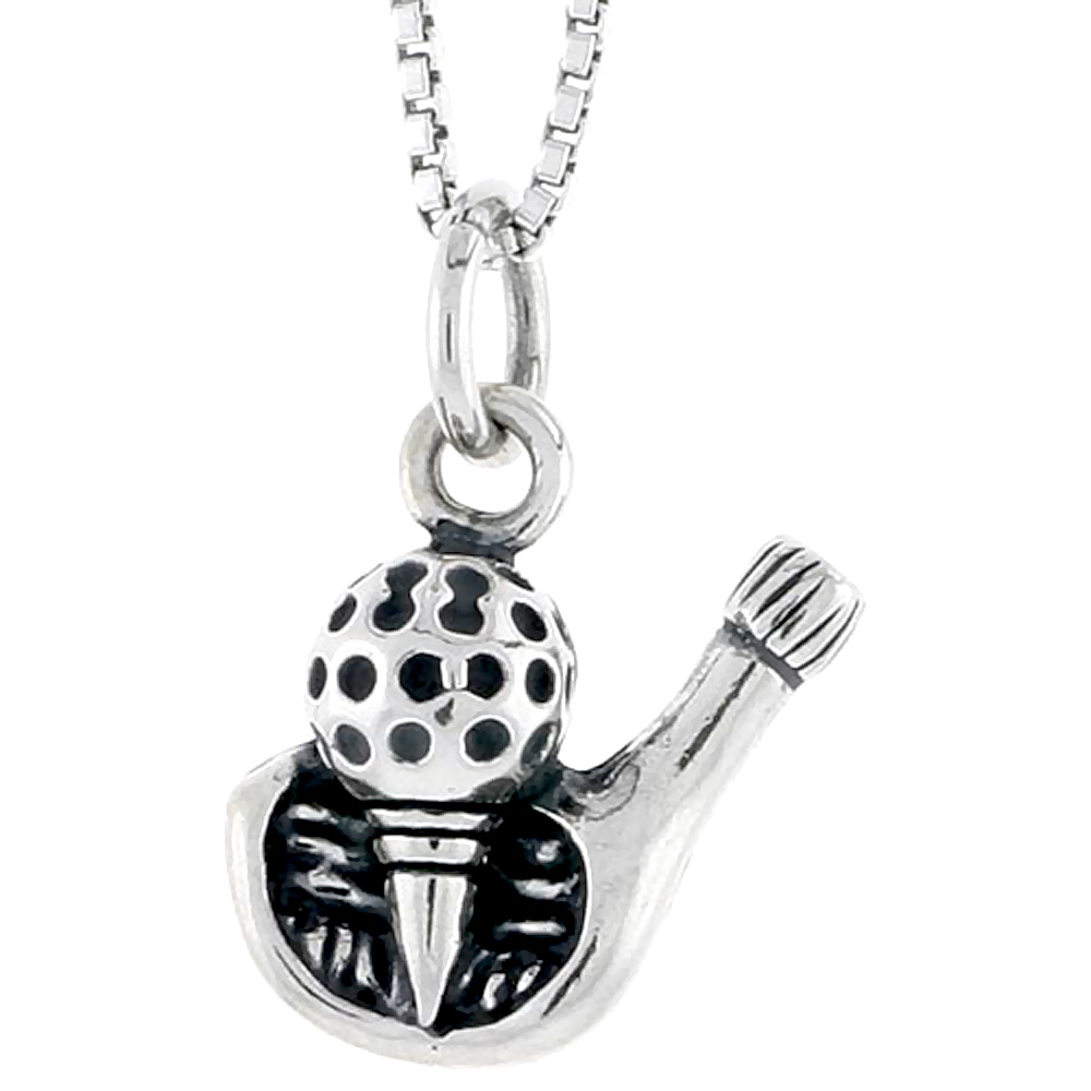 STERLING SILVER GOLF BALL CHARM 1/2 INCH TALL