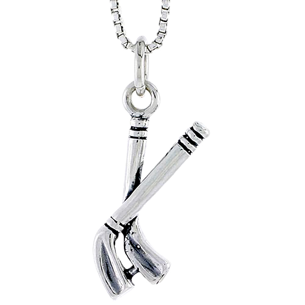 STERLING SILVER HOCKEY STICKS CHARM 3/4 INCH TALL