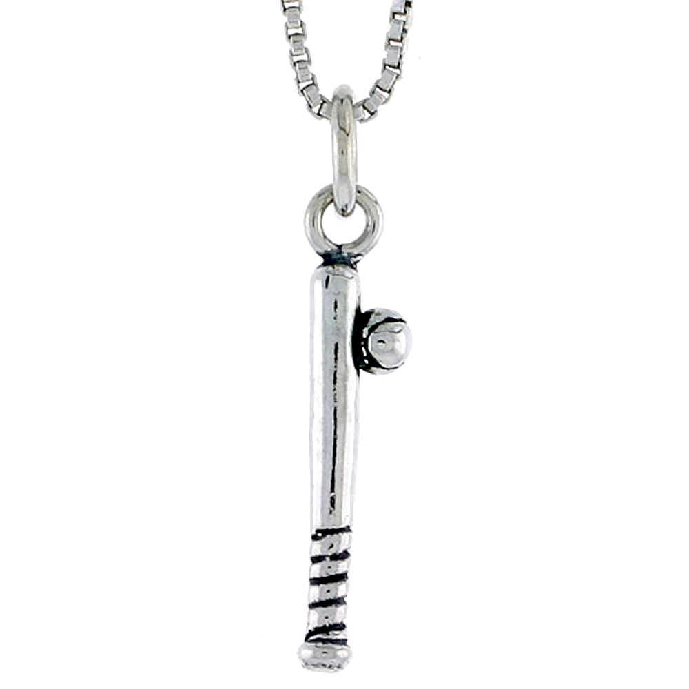STERLING SILVER BASEBALL BAT CHARM 3/4 INCH TALL