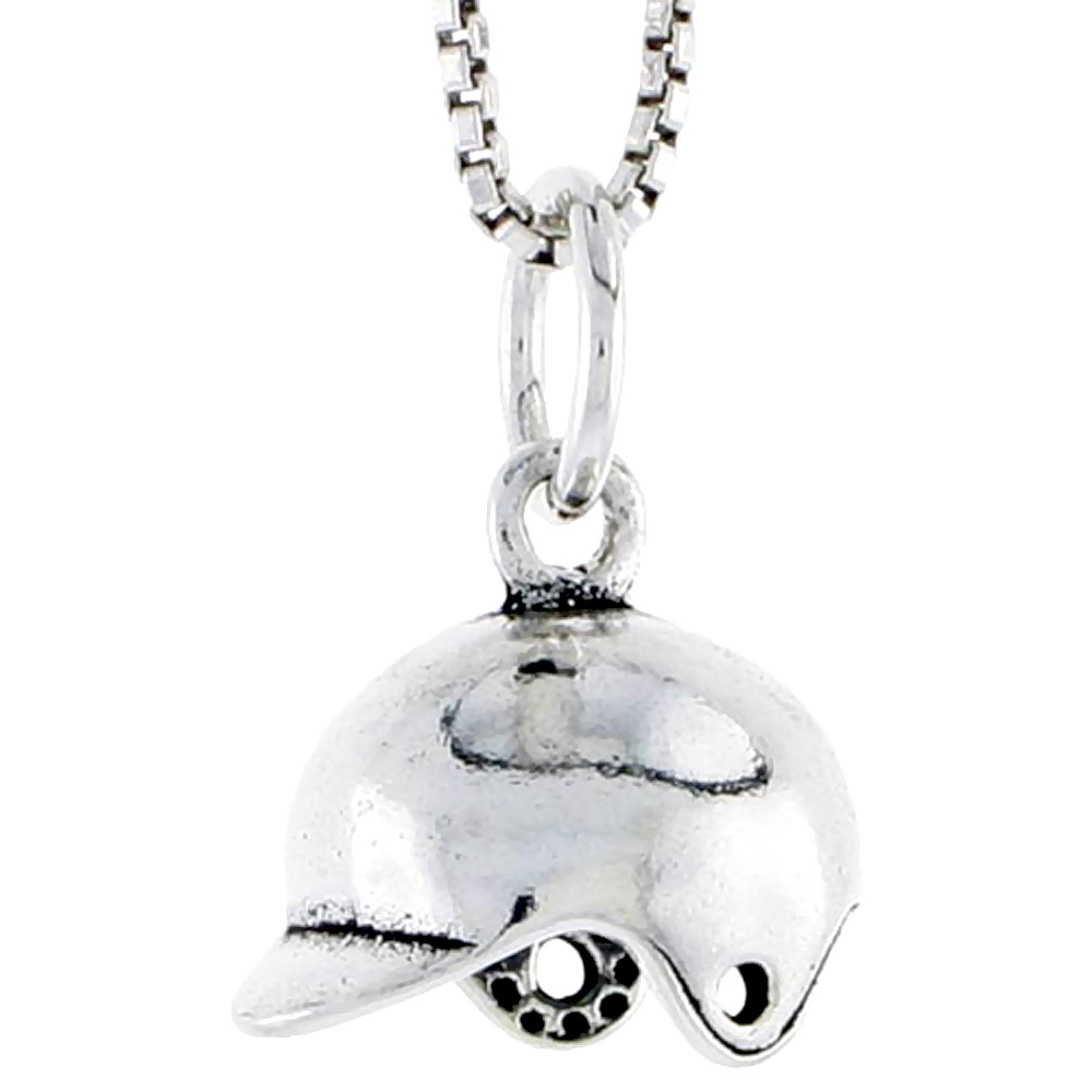 STERLING SILVER SOFTBALL HELMET CHARM 3/8 INCH TALL