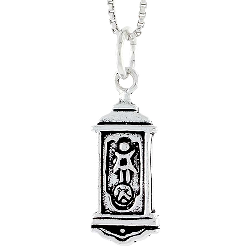 STERLING SILVER GRANDFATHER CLOCK CHARM 3/4 INCH TALL