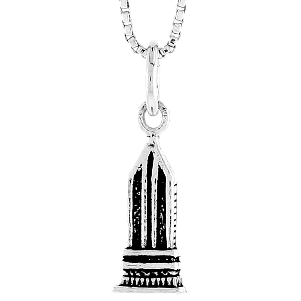 STERLING SILVER SKYSCRAPER CHARM 1/2 INCH TALL