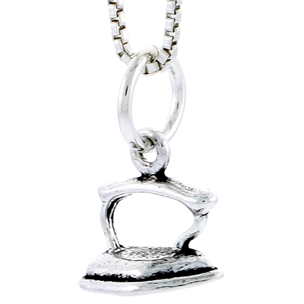 STERLING SILVER FLAT IRON CHARM 5/16 INCH TALL