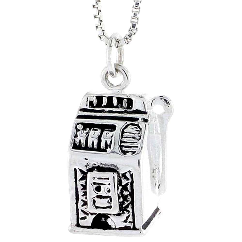 STERLING SILVER SLOT MACHINE CHARM 5/8 INCH TALL