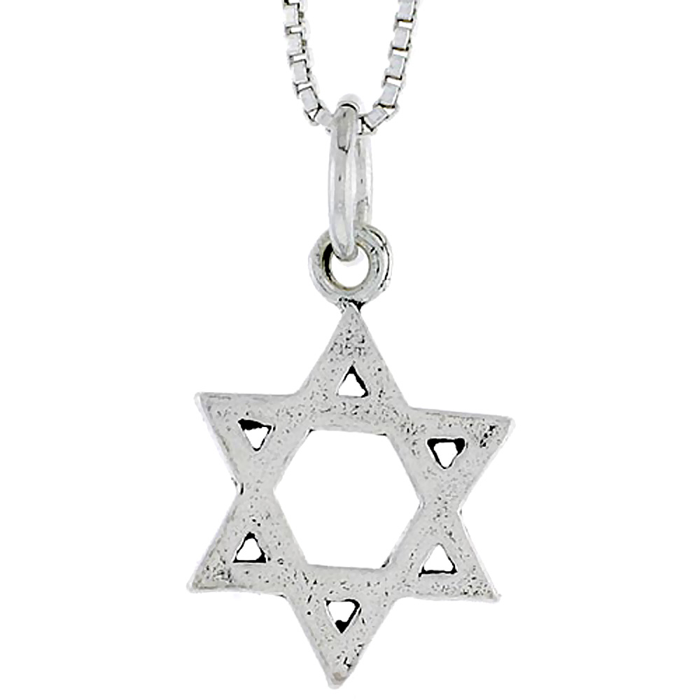 STERLING SILVER STAR OF DAVID CHARM 5/8 INCH TALL