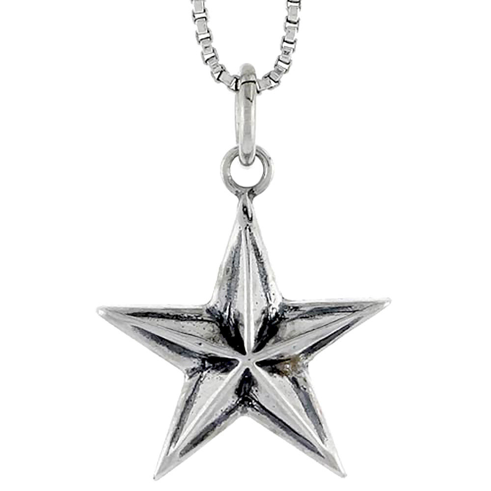 STERLING SILVER STAR CHARM 3/4 INCH TALL