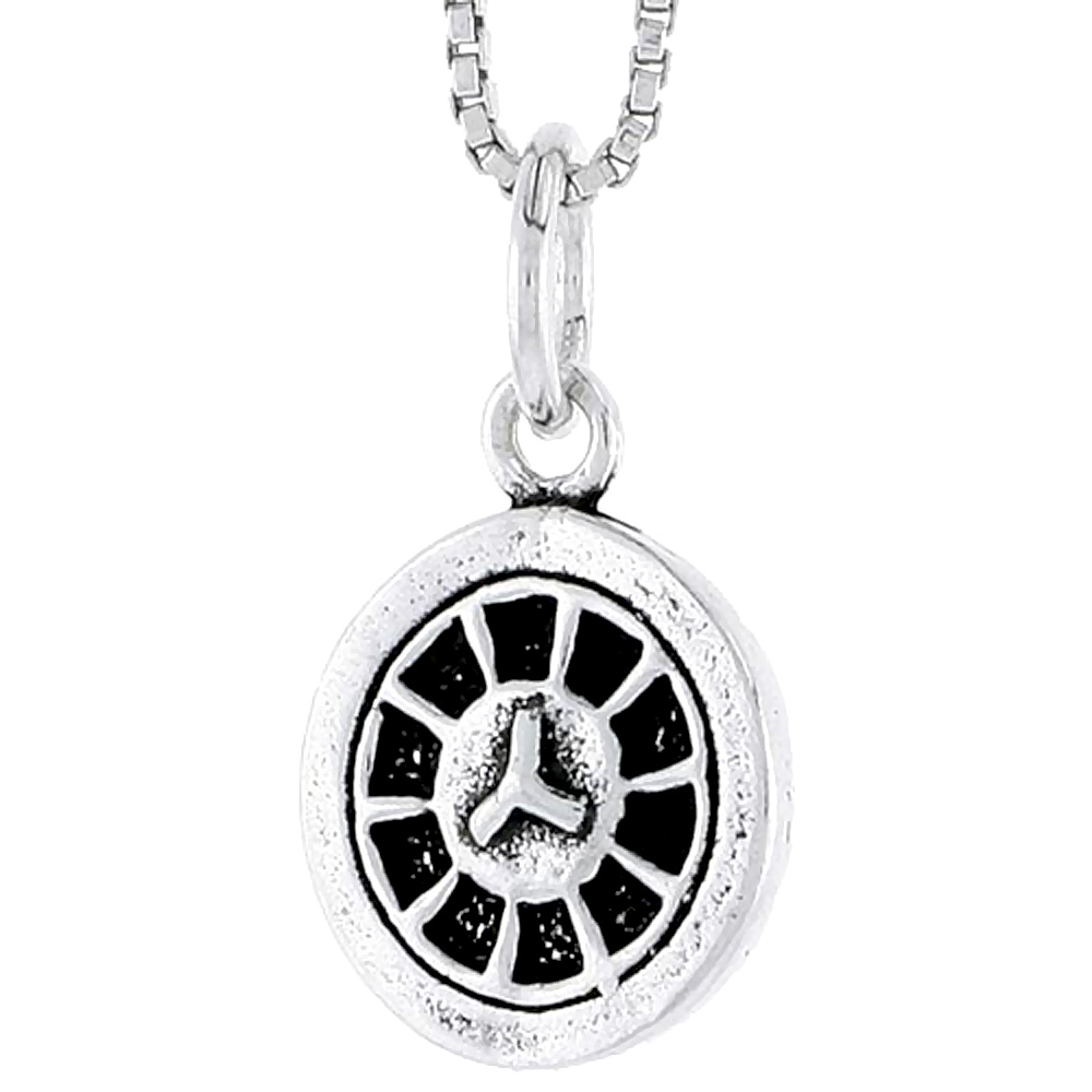 STERLING SILVER HUBCAP CHARM 1/2 INCH TALL