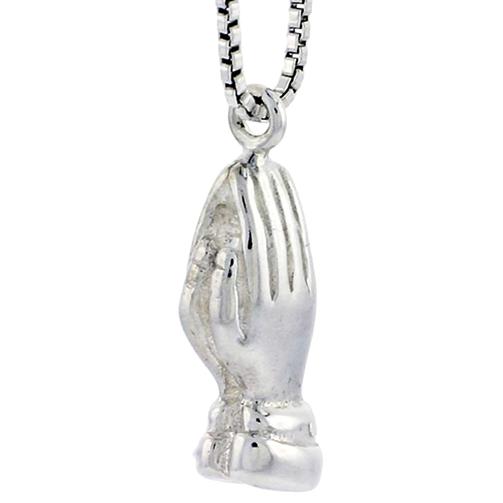 STERLING SILVER PRAYING HANDS CHARM 5/8 INCH TALL