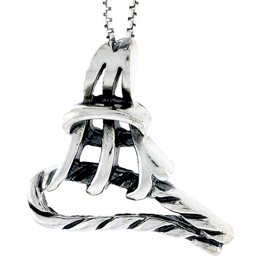 STERLING SILVER ROPE KNOT CHARM 1 INCH TALL