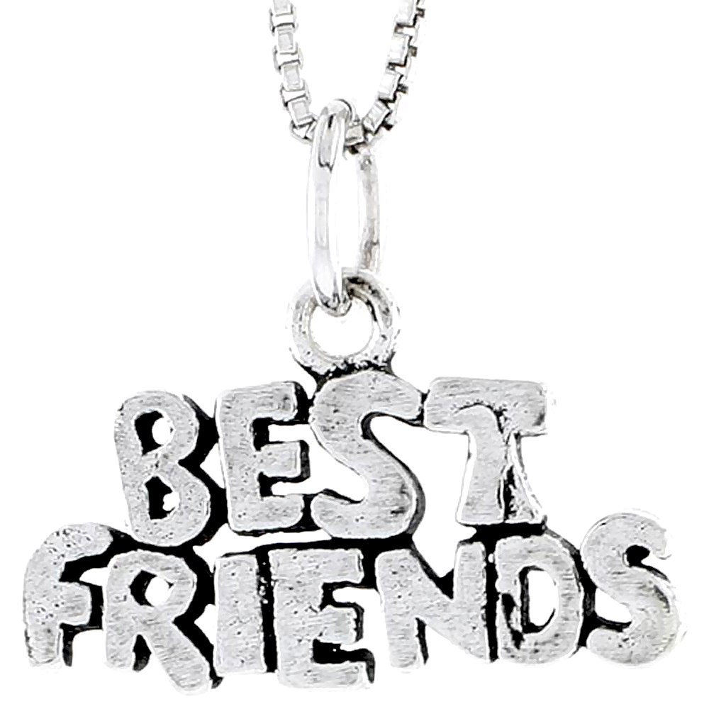 STERLING SILVER BEST FRIENDS WORD CHARM 1/2 INCH TALL