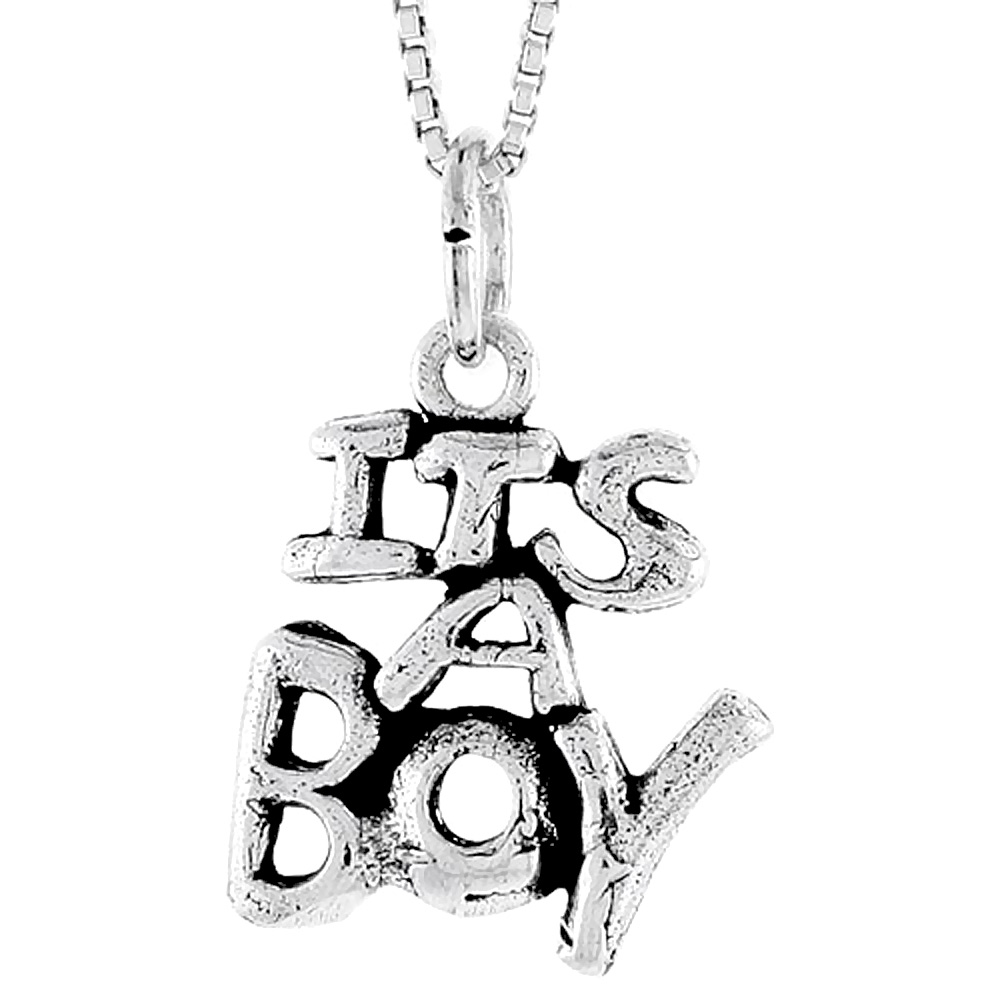 STERLING SILVER IT'S A BOY WORD CHARM 3/4 INCH TALL