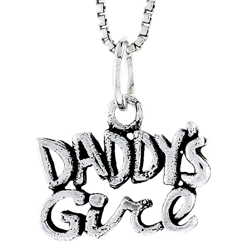 STERLING SILVER DADDY'S GIRL WORD CHARM 1/2 INCH TALL