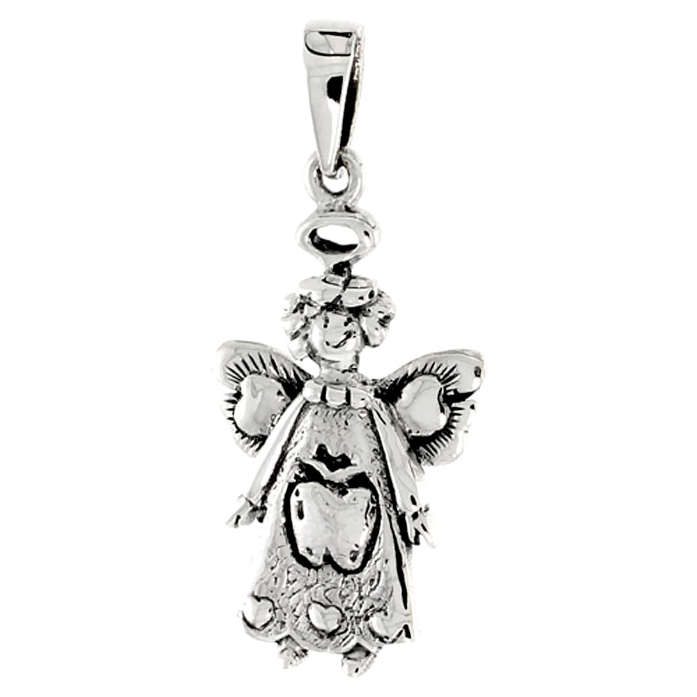 STERLING SILVER HAPPY APPLE FAIRY CHARM 1 INCH TALL
