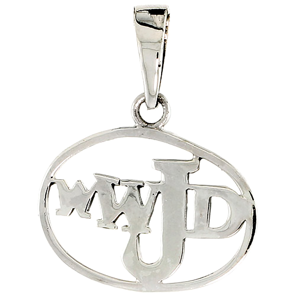 STERLING SILVER ENCIRCLED WWJD CHARM 1/2 INCH TALL