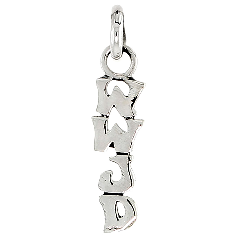 STERLING SILVER VERTICAL WWJD CHARM 1/2 INCH TALL