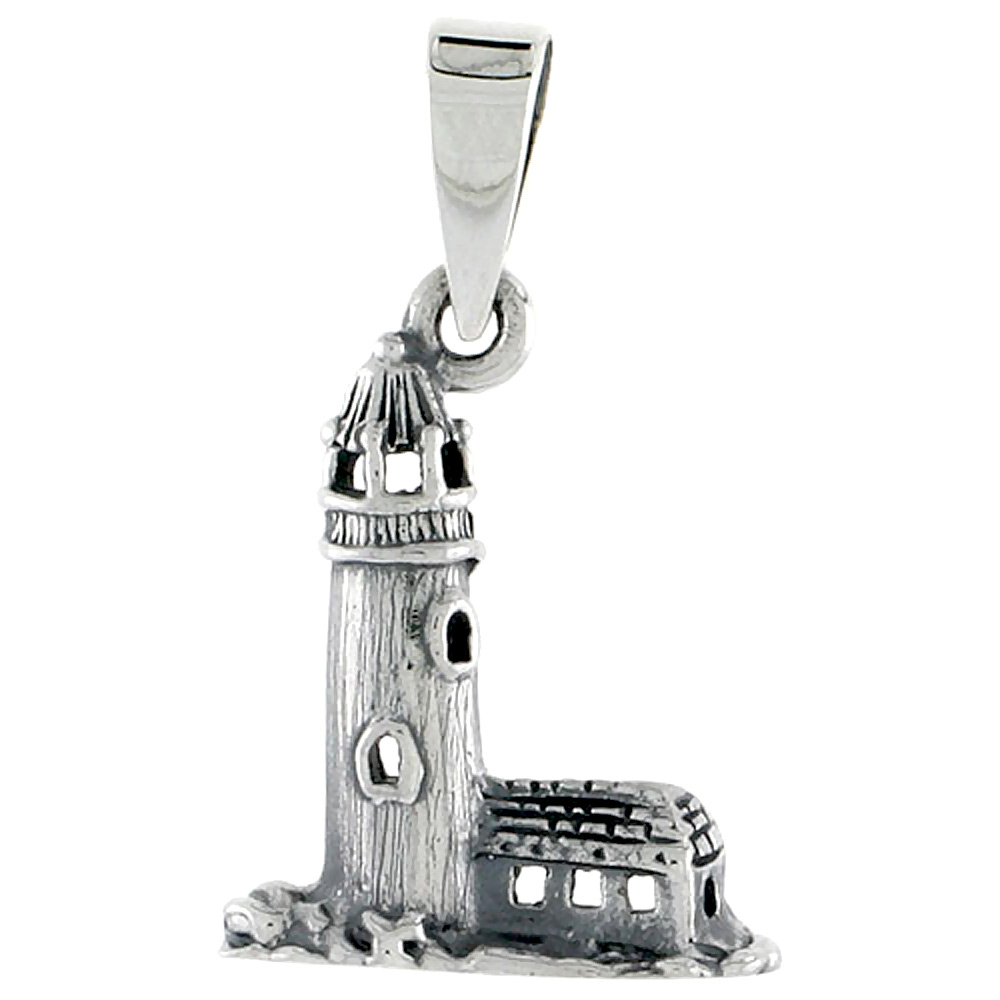 STERLING SILVER LIGHT HOUSE CHARM 3/4 INCH TALL