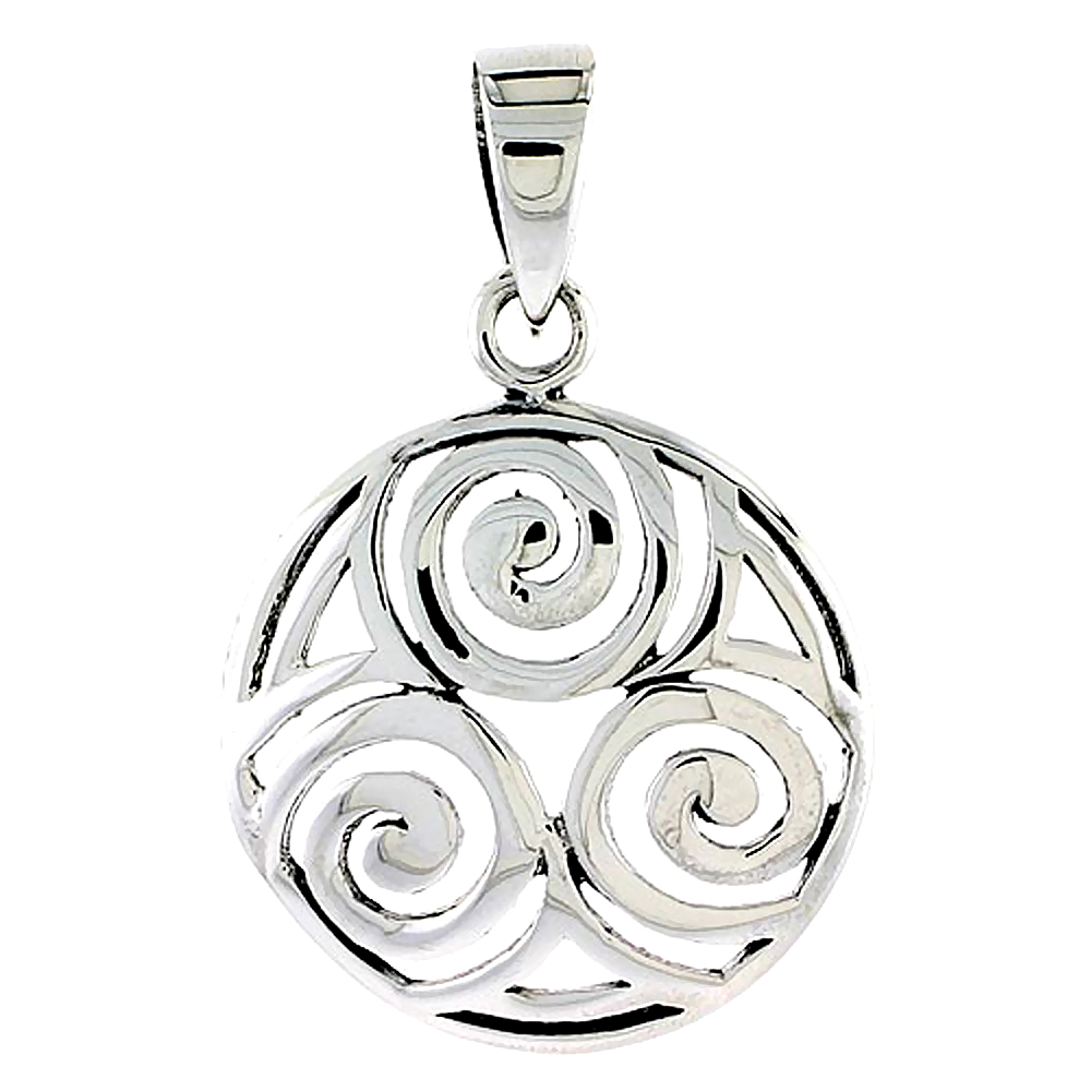 SMALL STERLING SILVER SPIRAL CELTIC KNOT CHARM PENDANT 1 INCH