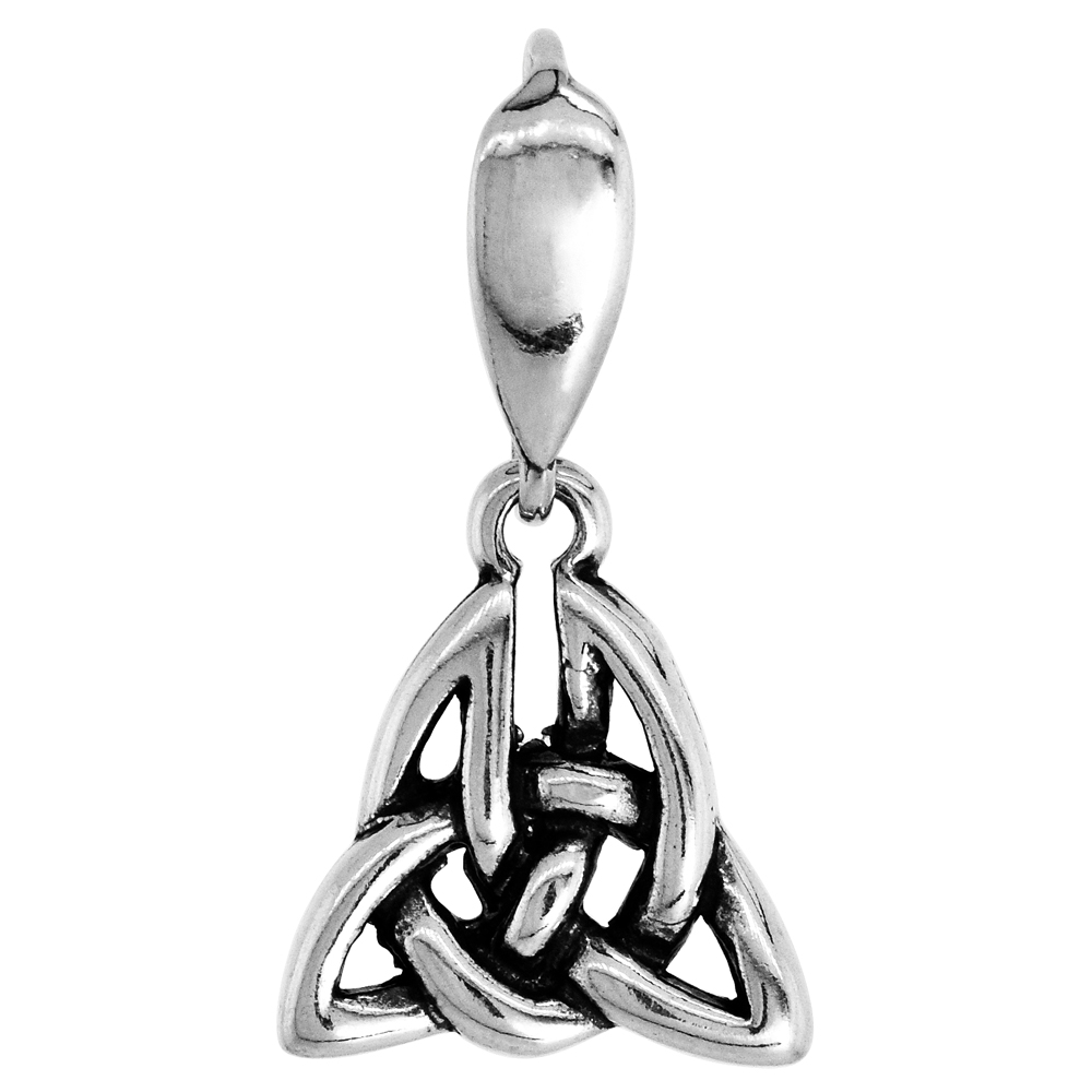 TINY STERLING SILVER CELTIC KNOT TRINITY CHARM PENDANT 1/2 INCH