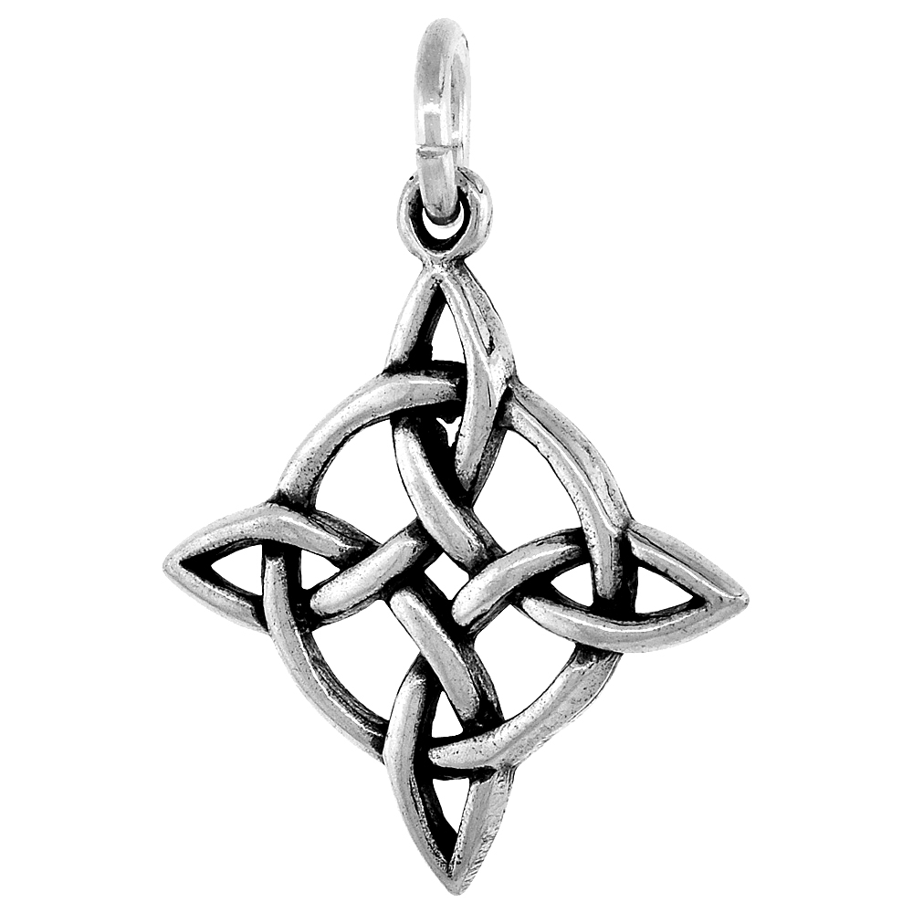 SMALL STERLING SILVER WITCHES CELTIC KNOT CHARM PENDANT 3/4 INCH