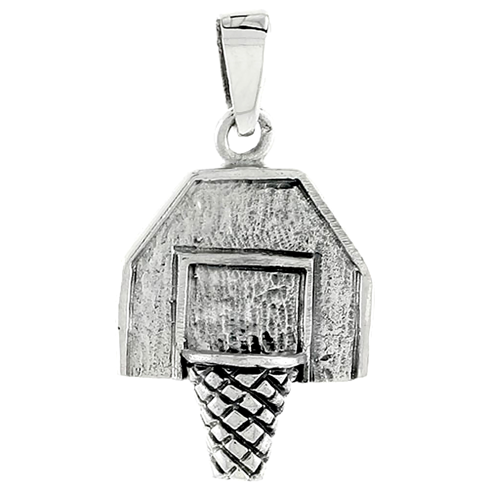 STERLING SILVER BASKETBALL BACKBOARD CHARM 3/4 INCH TALL