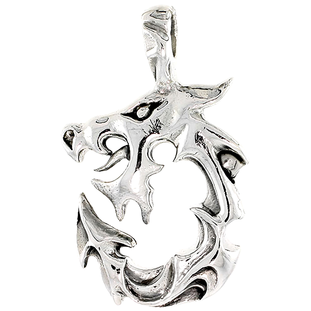 STERLING SILVER DRAGON CHARM 1 1/16 INCH TALL
