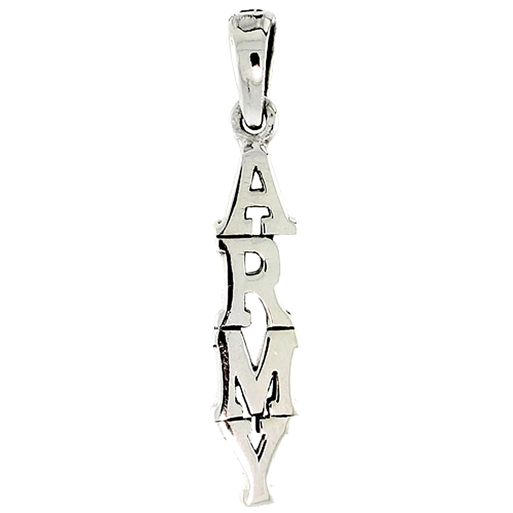 STERLING SILVER ARMY WORD CHARM 1 INCH TALL