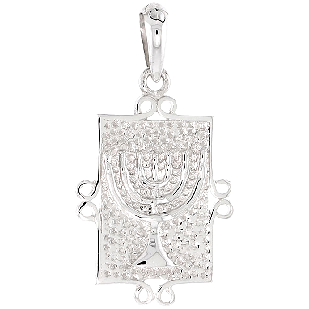 STERLING SILVER MENORAH CHARM 1 1/16 INCH TALL