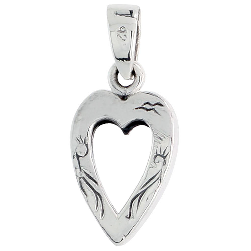 STERLING SILVER MINI PHOTO FRAME HEART CUT-OUT CHARM 3/4 INCH TALL