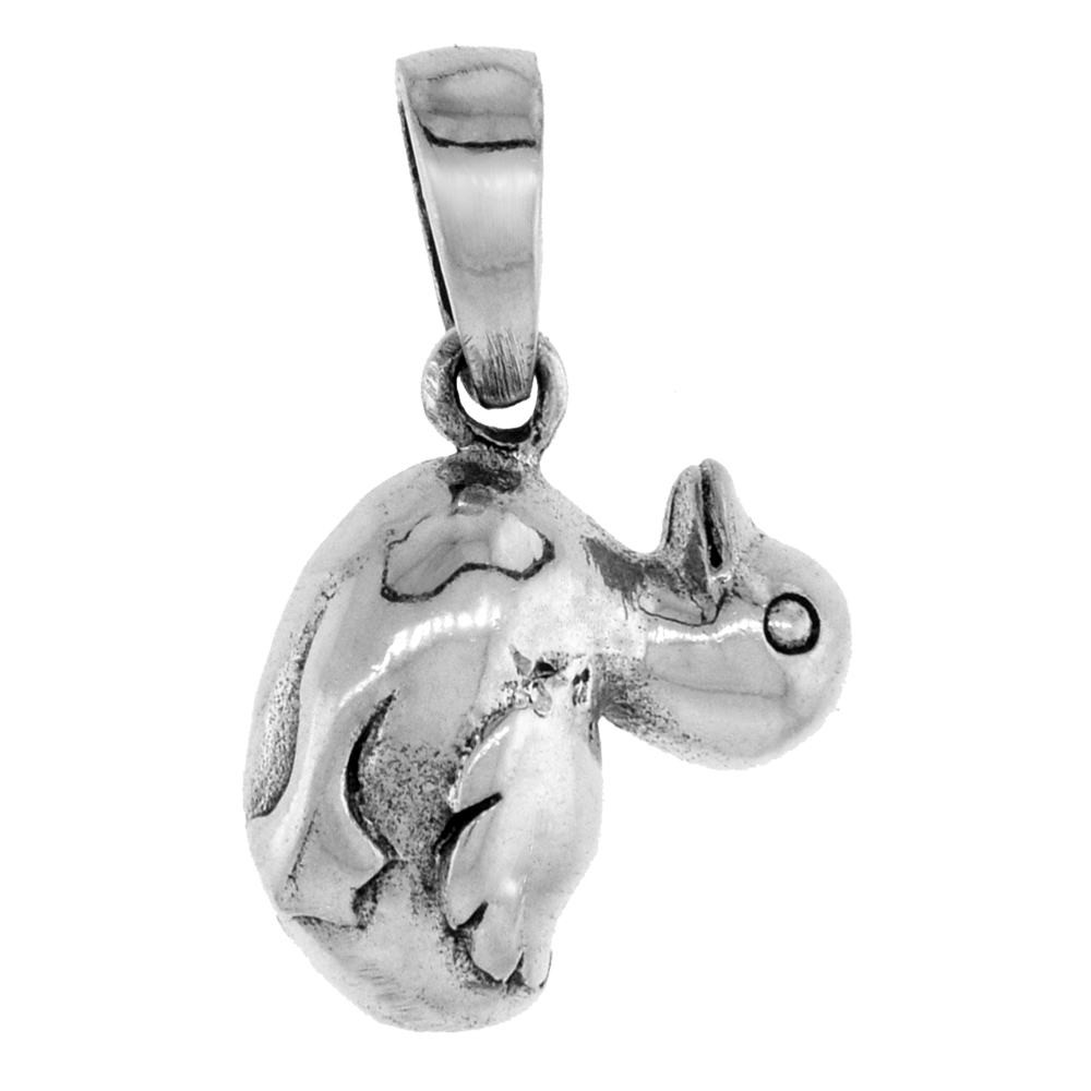 7/8 INCH STERLING SILVER RUBBER DUCKY PENDANT DIAMOND-CUT OXIDIZED FINISH NO CHAIN (NO CHAIN)