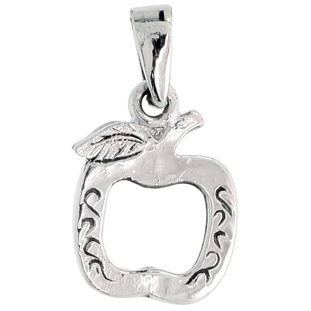 STERLING SILVER MINI PHOTO FRAME APPLE CUT-OUT CHARM 5/8 INCH TALL