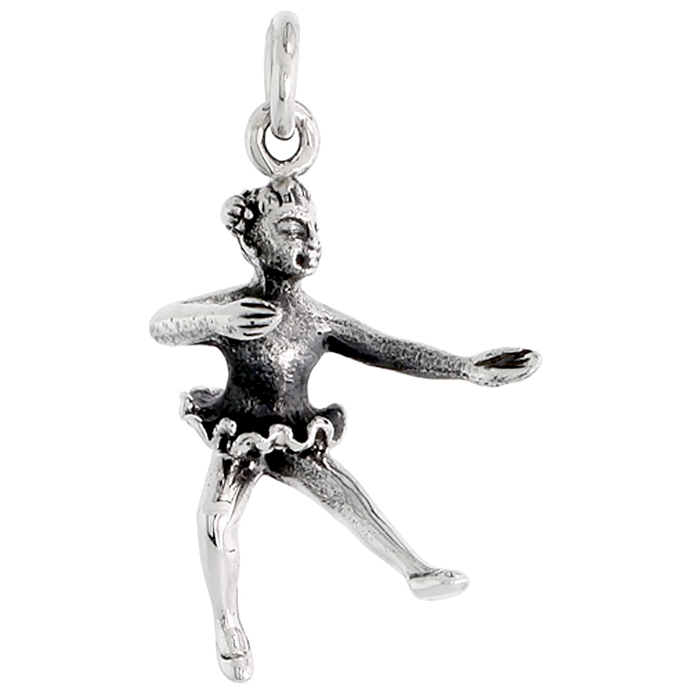 STERLING SILVER BALLERINA CHARM 1 INCH TALL