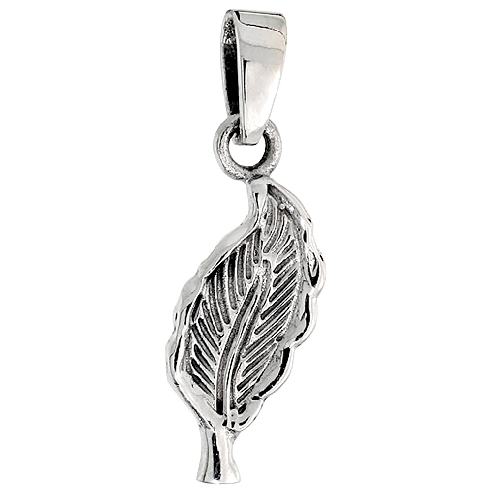STERLING SILVER LEAF CHARM 3/4 INCH TALL