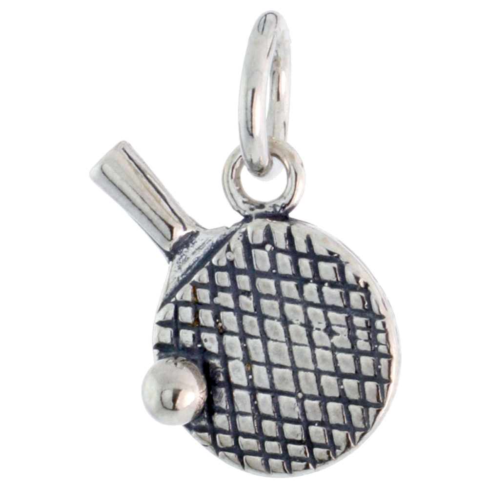 STERLING SILVER PING PONG CHARM 1/2 INCH WIDE