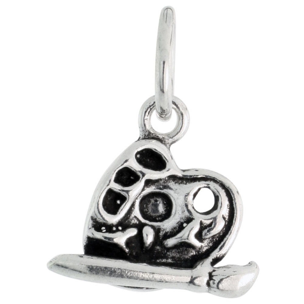 STERLING SILVER TINY PAINTER'S PALETTE CHARM 1/2 INCH WIDE