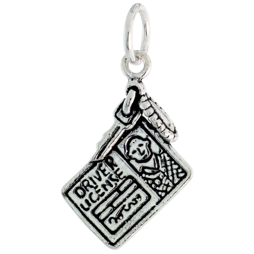 STERLING SILVER DRIVER LICENSE CHARM 7/8 INCH TALL
