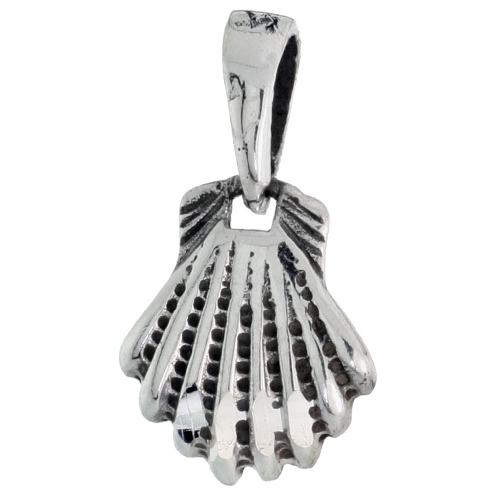 STERLING SILVER CLAM SHELL CHARM 1/2 INCH TALL