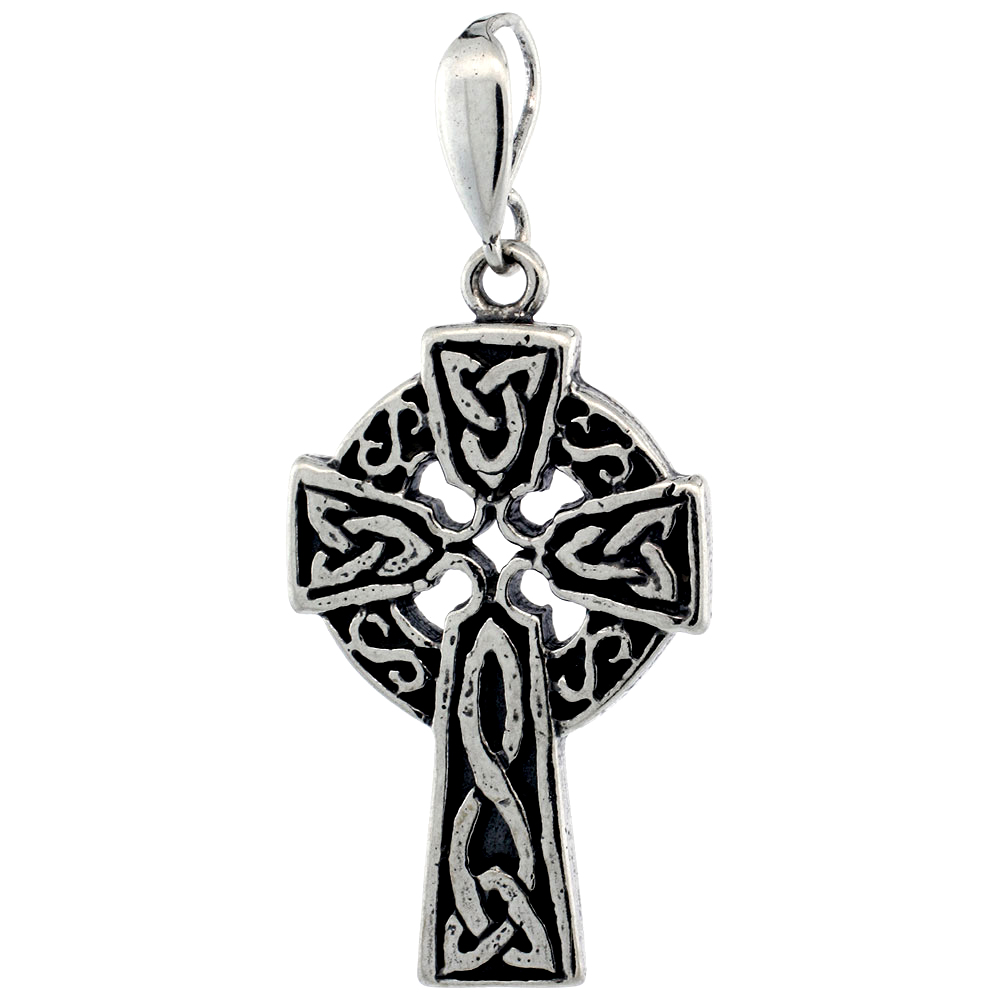 SMALL STERLING SILVER CELTIC CROSS CHARM PENDANT 3/4 INCH TALL