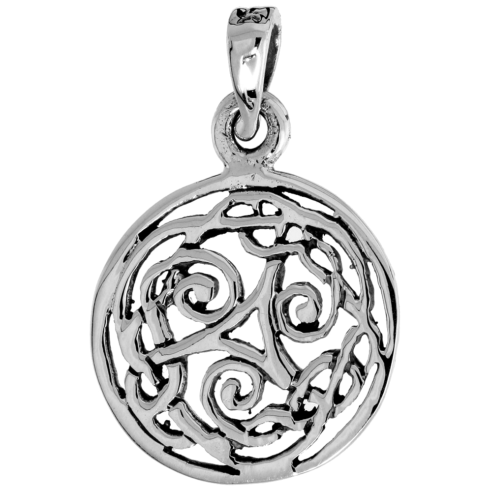 SMALL STERLING SILVER CELTIC WHIRL ROUND CHARM PENDANT 3/4 INCH